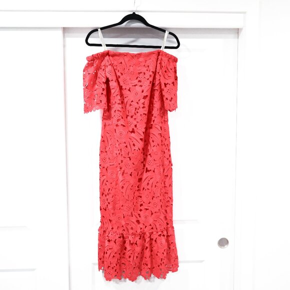 Shoshanna Size 6 Anthropologie Venetian Off the Shoulder Lace Pink Dress - Picture 2 of 10